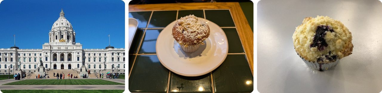 Minnesota State Capitol and blueberry muffins