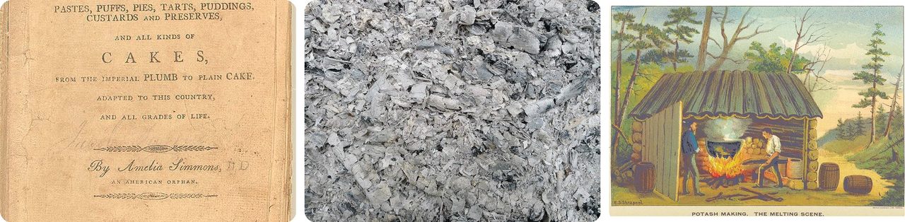 American Cookery cover, wood ash and potash making