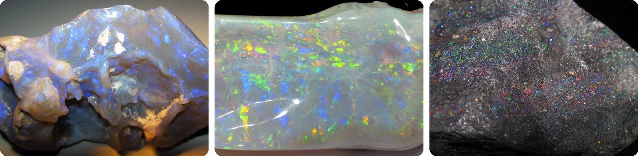 Precious opals flashing colors