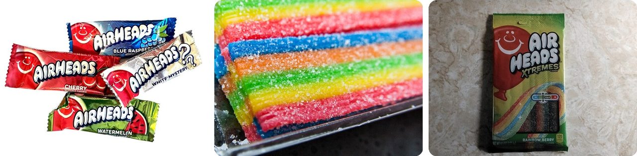 Airheads candy bars and sour belts