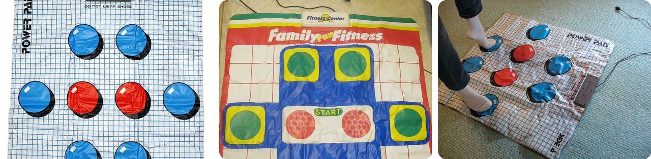 The NES Power Pad mat and a player stepping on it