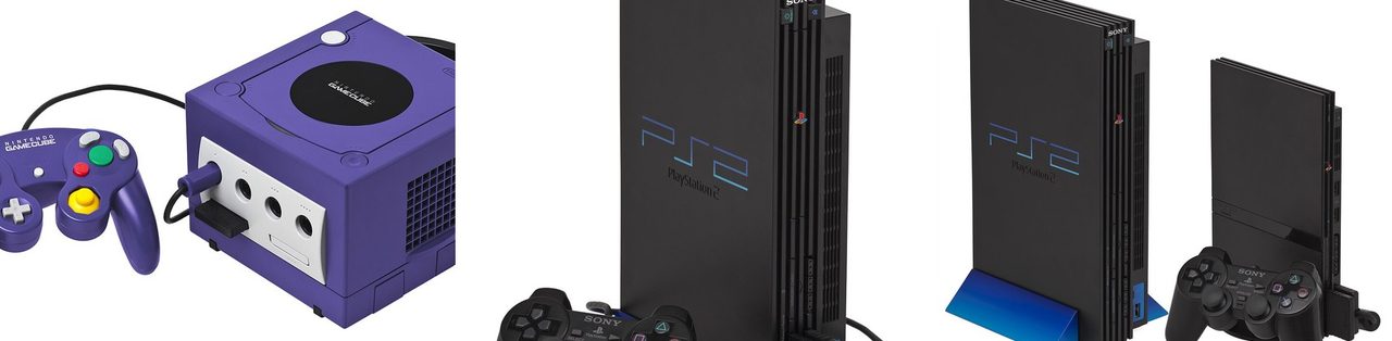 A GameCube and PlayStation 2 consoles, where Pac-Man World 2 first came out
