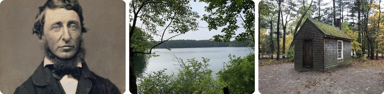 Henry David Thoreau, Walden Pond, and a replica of his cabin
