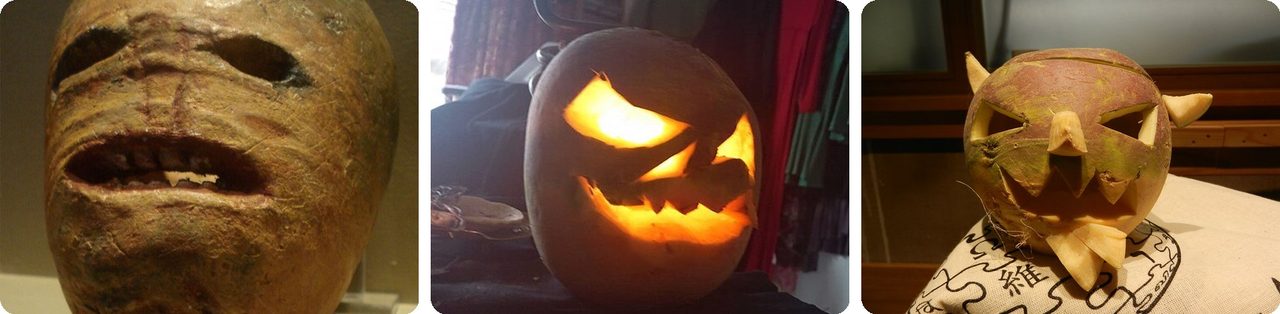 Traditional turnip jack-o'-lanterns