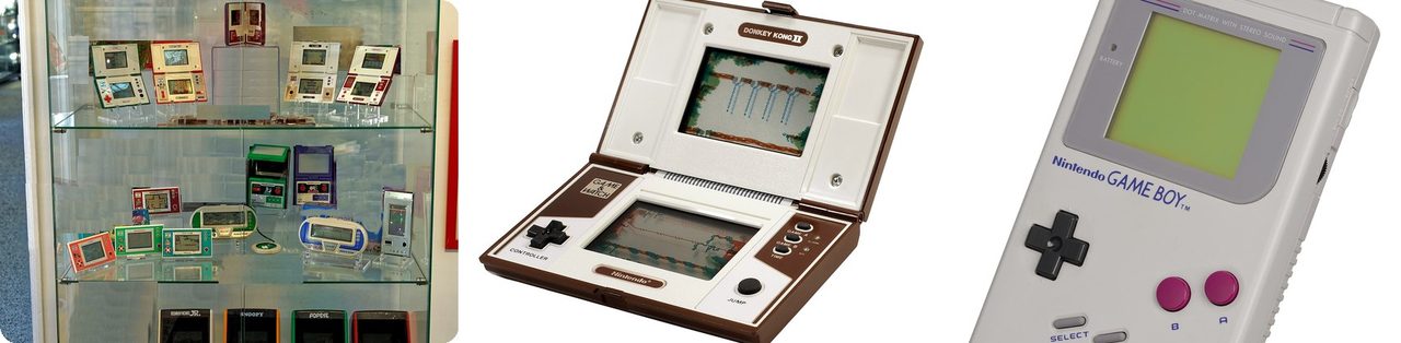 Nintendo Game & Watch handhelds and an original Game Boy