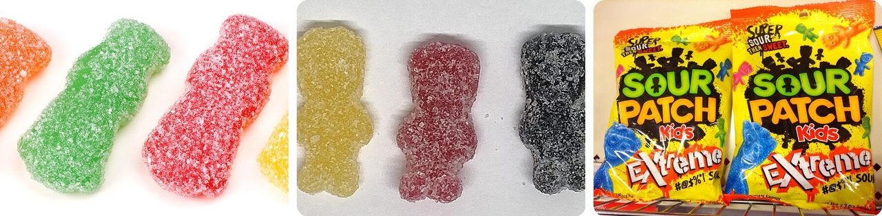 Sour Patch Kids candies and a bag of Sour Patch Kids Extreme