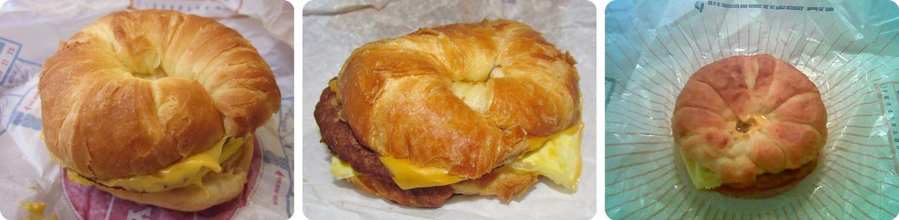 Burger King Croissan'wich sandwiches with egg, sausage and cheese