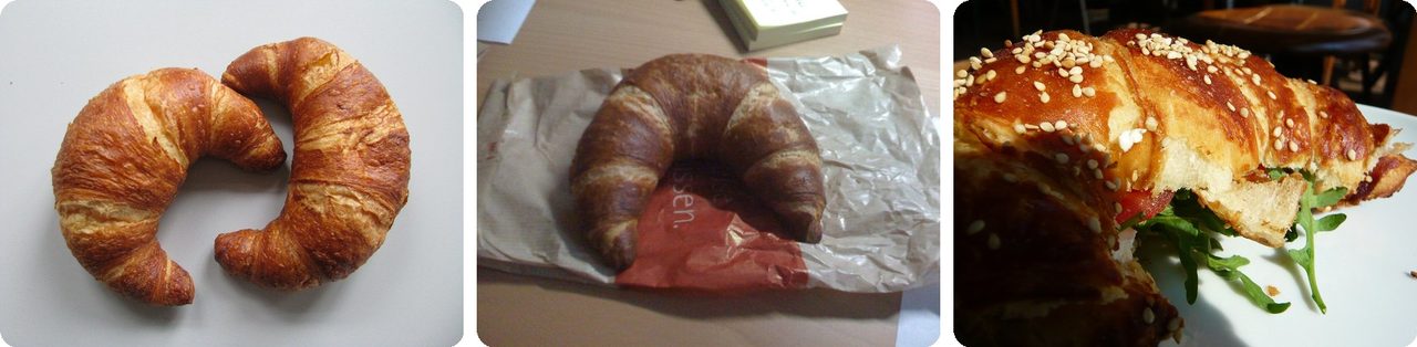 Lye croissants with a shiny dark brown crust
